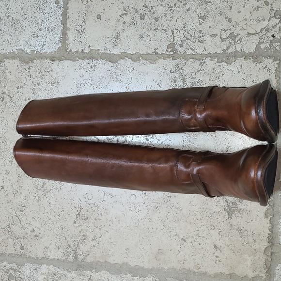 Frye Lindsay Plate Cognac Brown Tall Riding Boots Size 7 B - Picture 3 of 10
